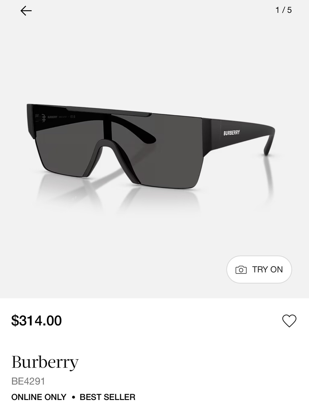 Burberry Black Shield Sunglasses